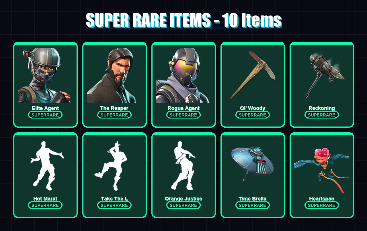 [PC/XBOX/PSN] | Elite Agent | The Reaper | Rogue Agent | Spectra Knight | Frozen Love Ranger | 119 skin | 93 pickaxe | 108 emote | 114 glider | Lv15