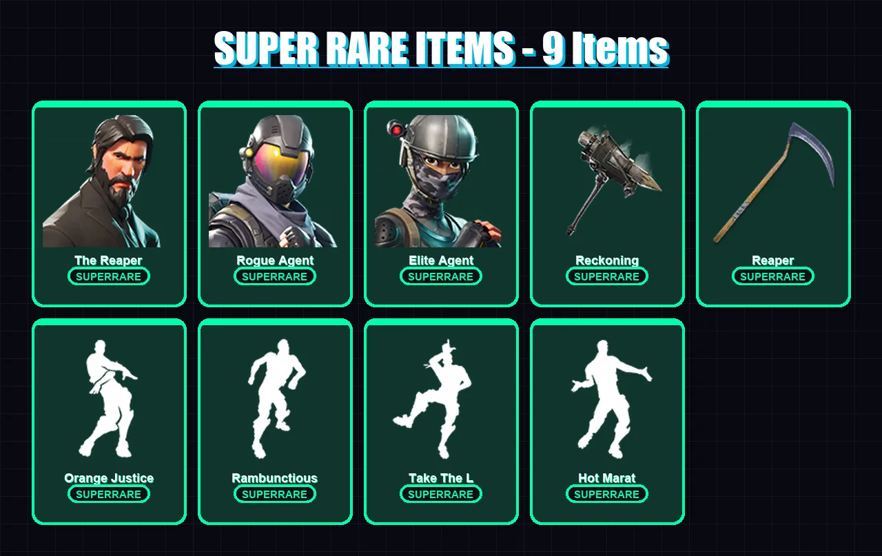 [PC/XBOX/PSN] | The Reaper | Rogue Agent | Elite Agent | Valor | A.I.M. | 49 skin | 25 pickaxe | 34 emote | 32 glider | Lv436