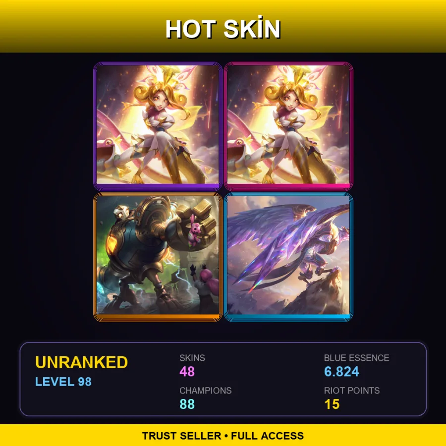 EUNE | Lv98 | Unranked | 48 Skin | 88 Champ