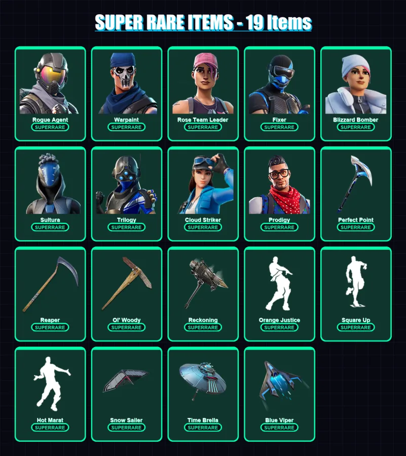 [PC/XBOX/PSN] | Spider-Gwen | Rogue Agent | Warpaint | Rose Team Leader | Fixer | 107 skin | 160 pickaxe | 167 emote | 132 glider | Lv2334