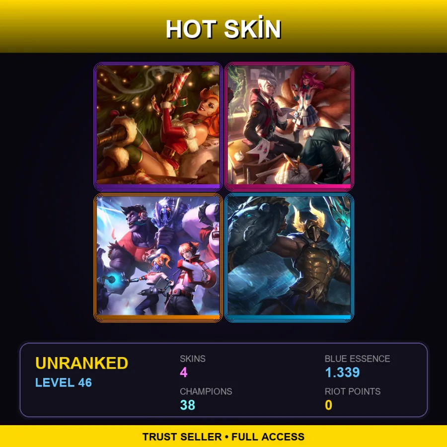 LAN | Lv46 | Unranked | 4 Skin | 38 Champ — LoL account