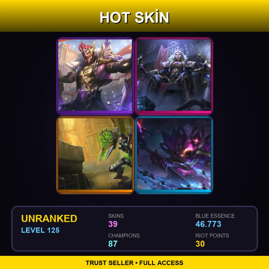 BR | Lv125 | Unranked | 39 Skin | 87 Champ — LoL account