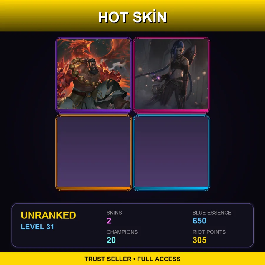 EUW | Lv31 | Unranked | 2 Skin | 20 Champ — LoL account