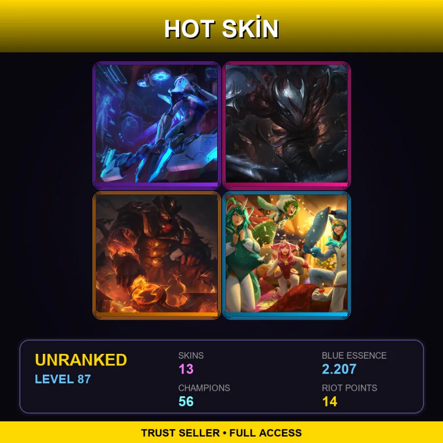 TR | Lv87 | Unranked | 13 Skin | 56 Champ
