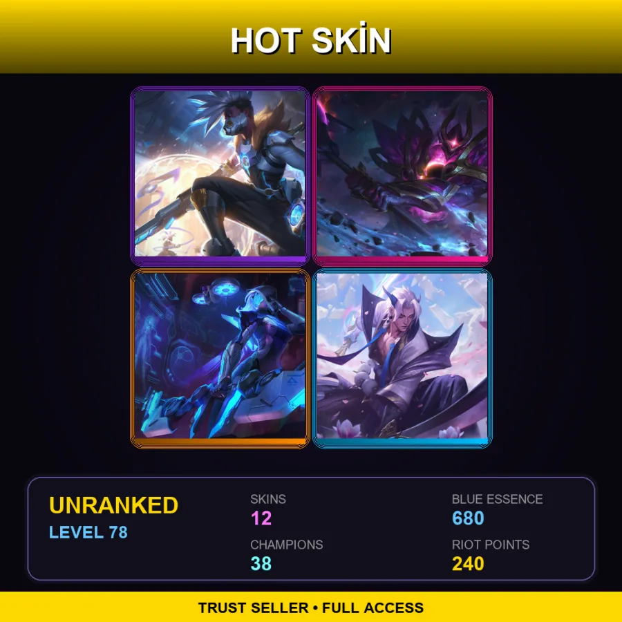 LAS | Lv78 | Unranked | 12 Skin | 38 Champ — LoL account