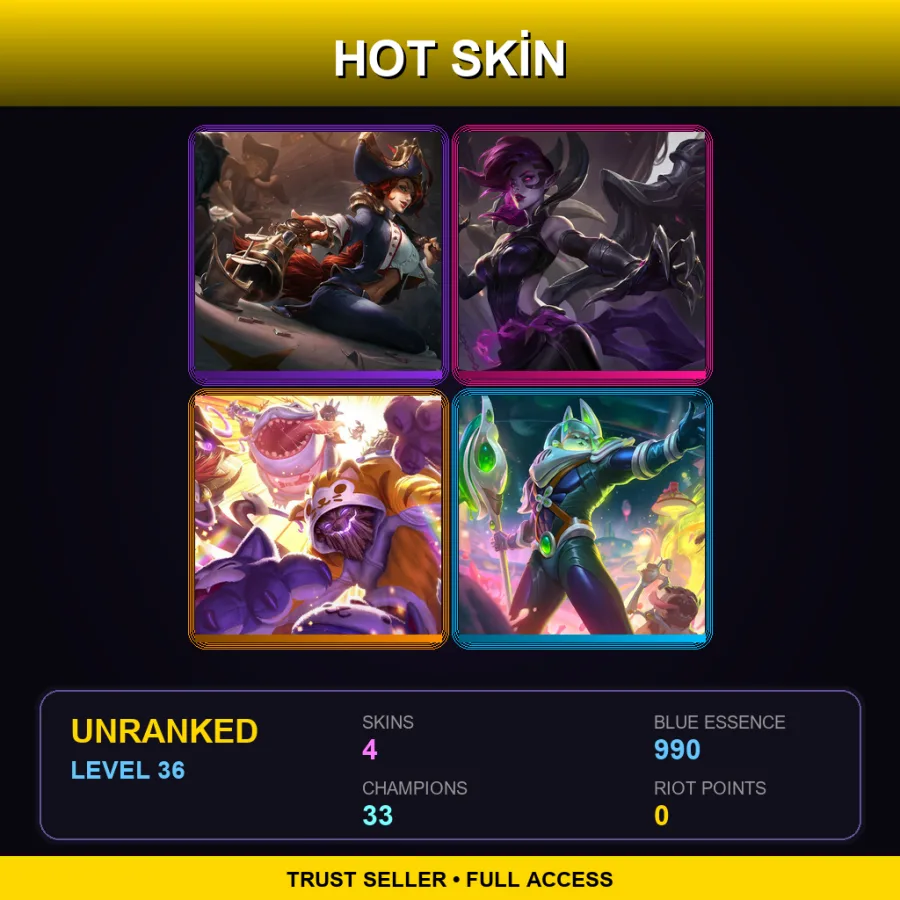 EUW | Lv36 | Unranked | 4 Skin | 33 Champ