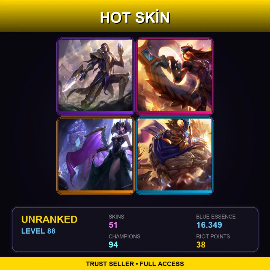 TR | Lv88 | Unranked | 51 Skin | 94 Champ