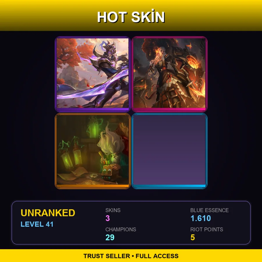 NA | Lv41 | Unranked | 3 Skin | 29 Champ
