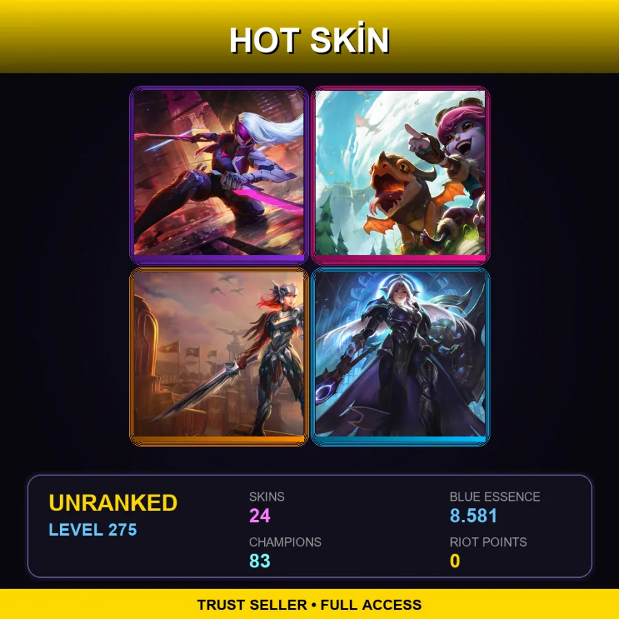 EUW | Lv275 | Unranked | 24 Skin | 83 Champ — Little Demon Tristana