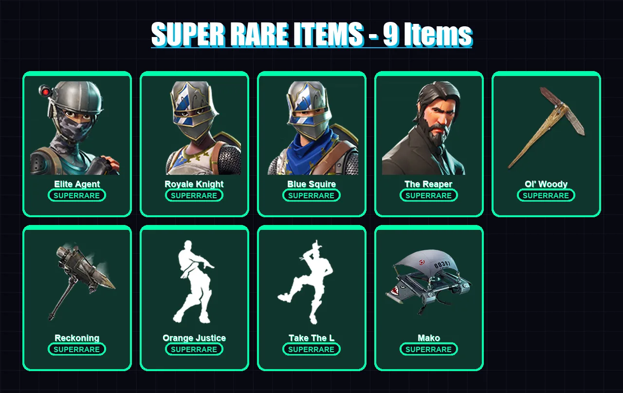 [PC/XBOX/PSN] | Elite Agent | Royale Knight | Blue Squire | The Reaper | Calamity | 33 skin | 57 pickaxe | 52 emote | 66 glider | Lv958 — Fortnite account
