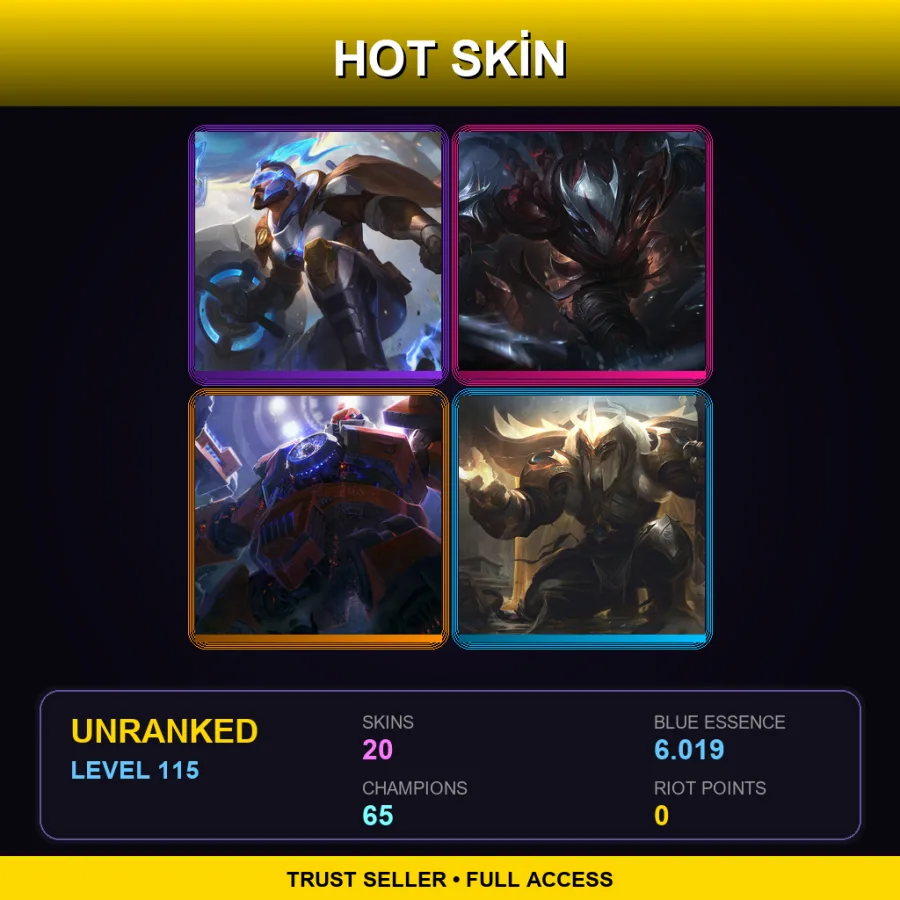 EUNE | Lv115 | Unranked | 20 Skin | 65 Champ