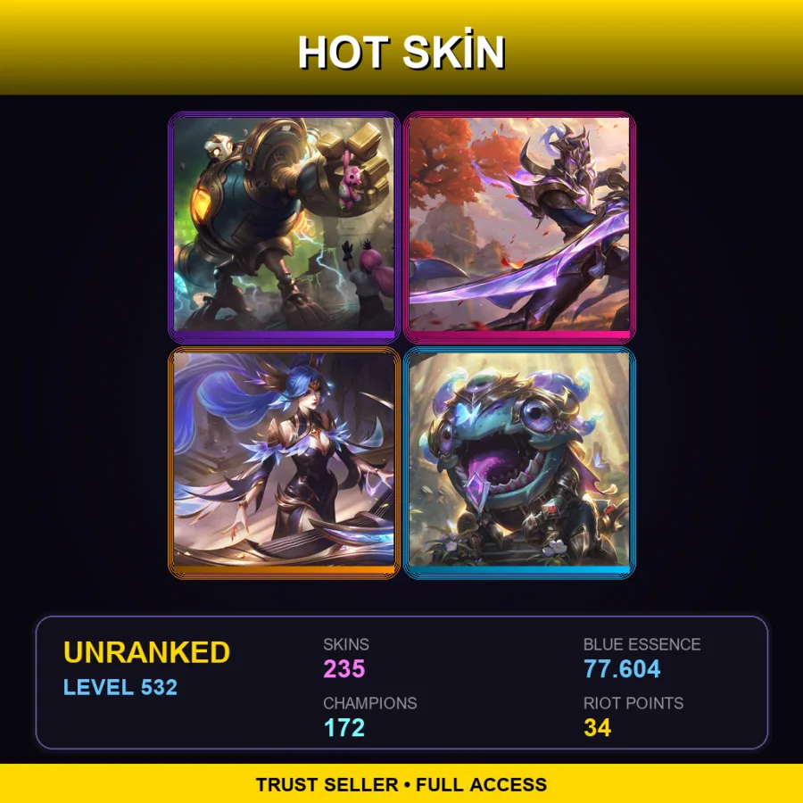 EUNE | Lv532 | Unranked | 235 Skin | 172 Champ