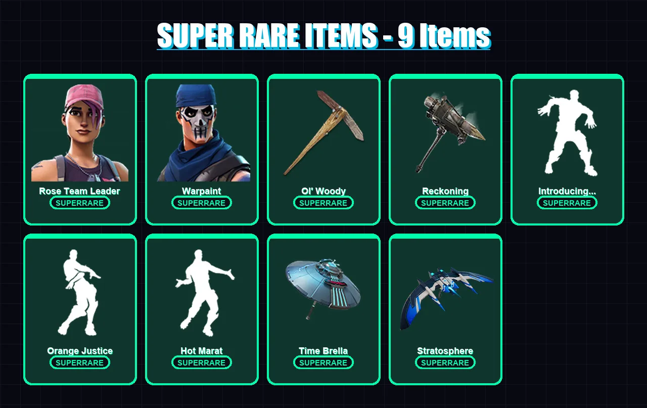 [PC/XBOX] | Rose Team Leader | Warpaint | Vendetta | Frozen Love Ranger | Wukong | 108 skin | 98 pickaxe | 130 emote | 80 glider | Lv1086