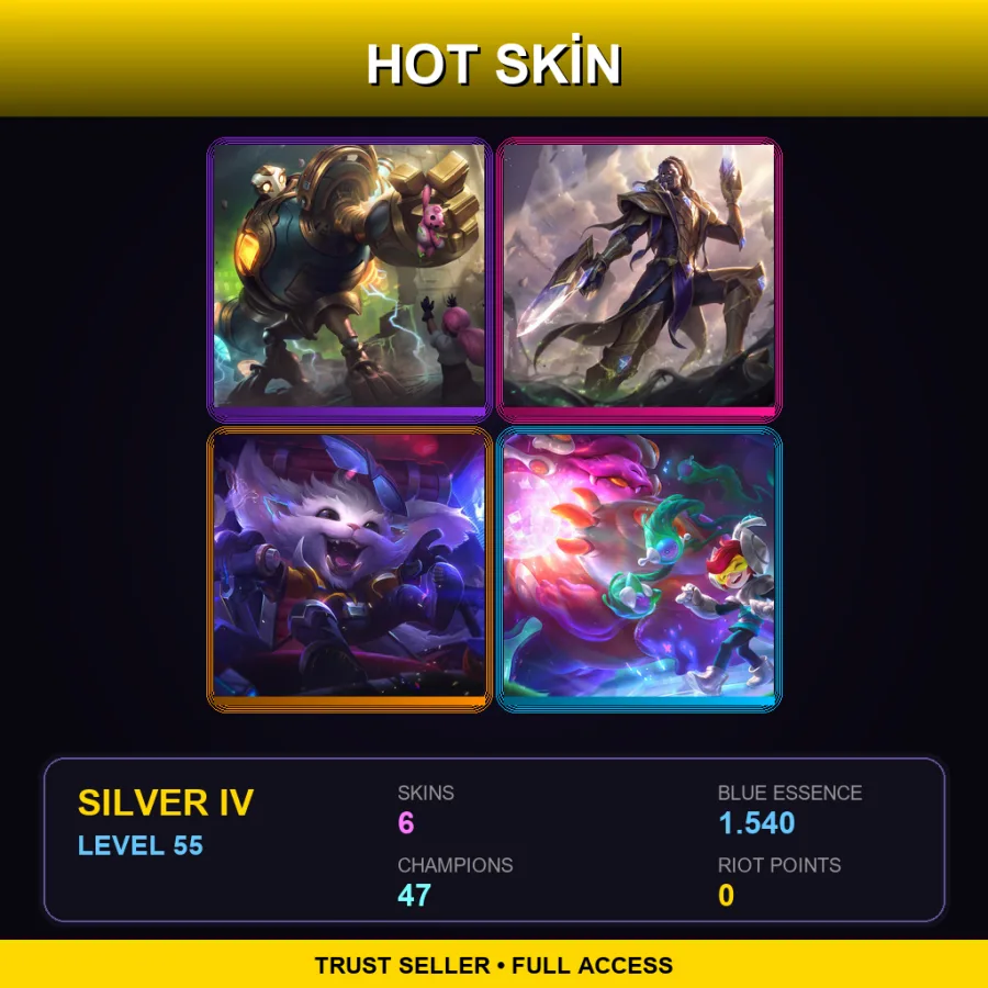 EUNE | Lv55 | Silver IV | 6 Skin | 47 Champ