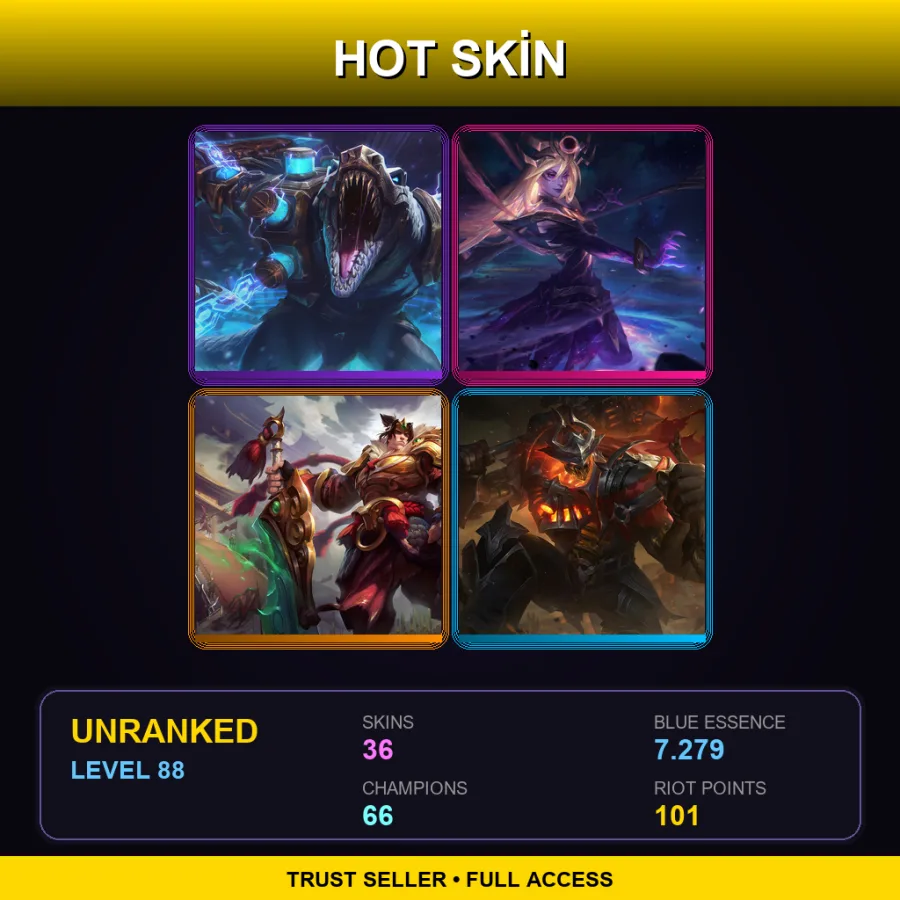 NA | Lv88 | Unranked | 36 Skin | 66 Champ