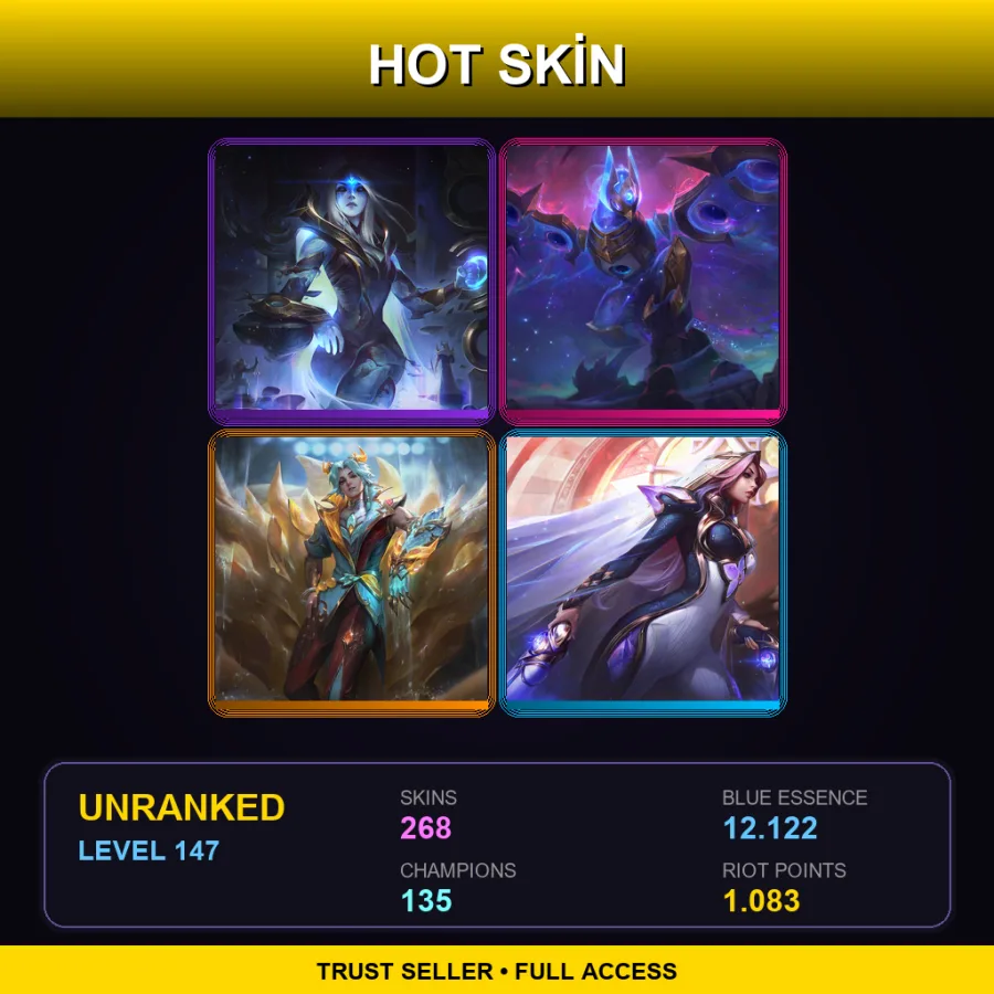 EUW | Lv147 | Unranked | 268 Skin | 135 Champ