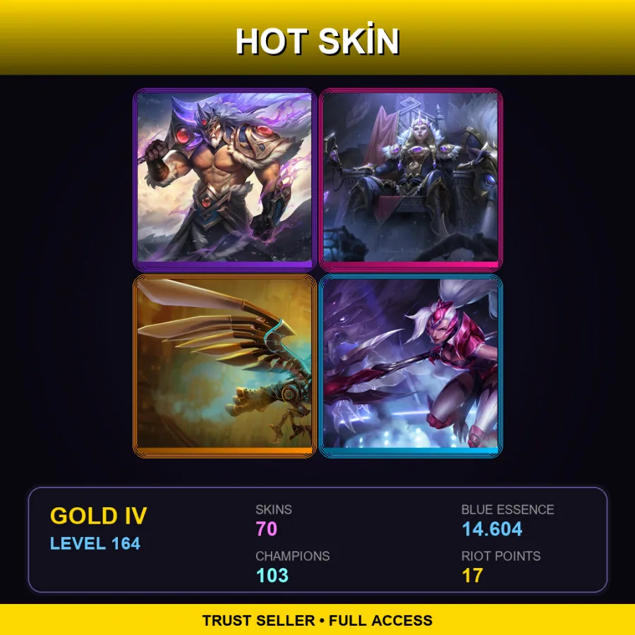 EUNE | Lv164 | Gold IV | 70 Skin | 103 Champ