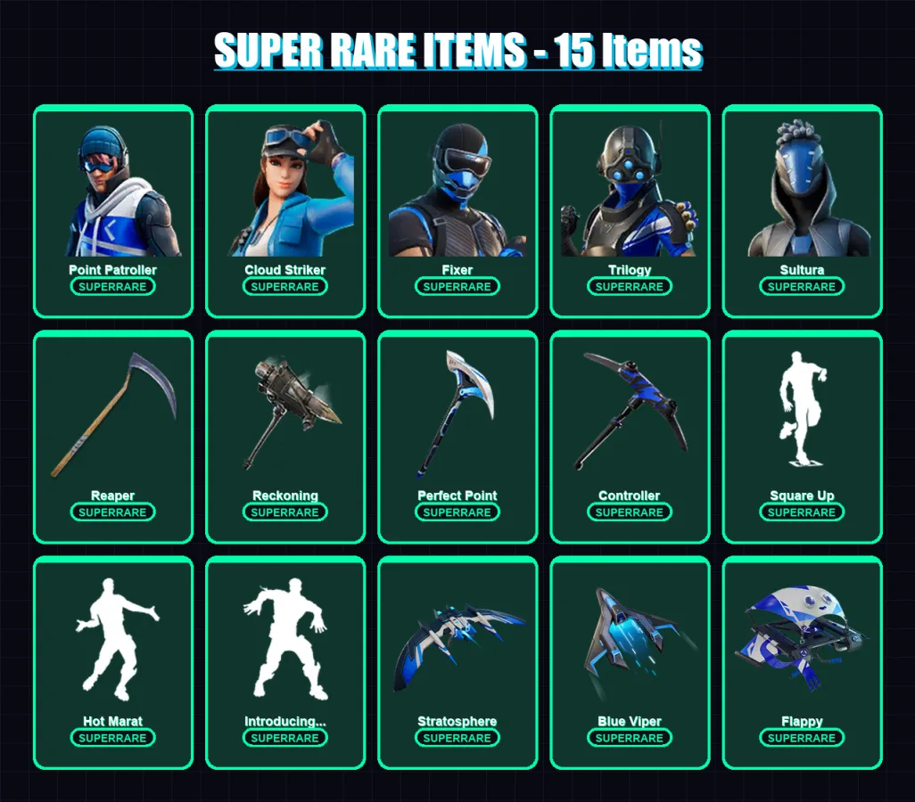 [PC/XBOX/PSN] | Point Patroller | Cloud Striker | Fixer | Trilogy | Sultura | 104 skin | 107 pickaxe | 90 emote | 105 glider | Lv1519