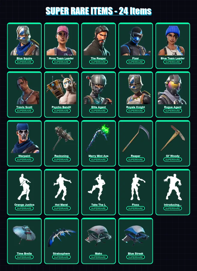 [PS4/PS5/XBOX/PC] | Blue Squire | Rose Team Leader | The Reaper | Fixer | Blue Team Leader | 195 skin | 176 pickaxe | 153 emote | 144 glider | Lv219