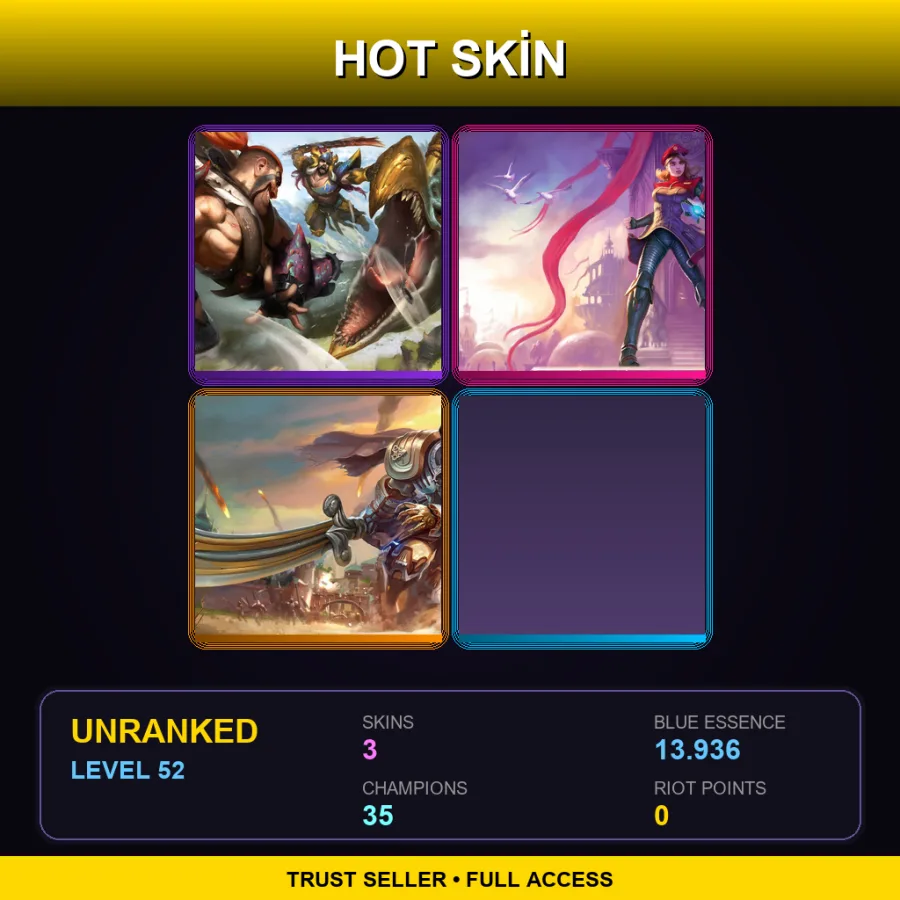 LAN | Beast Hunter Tryndamere | Imperial Lux | Desert Trooper Garen | 3 Skin | 35 Champ | Lv52
