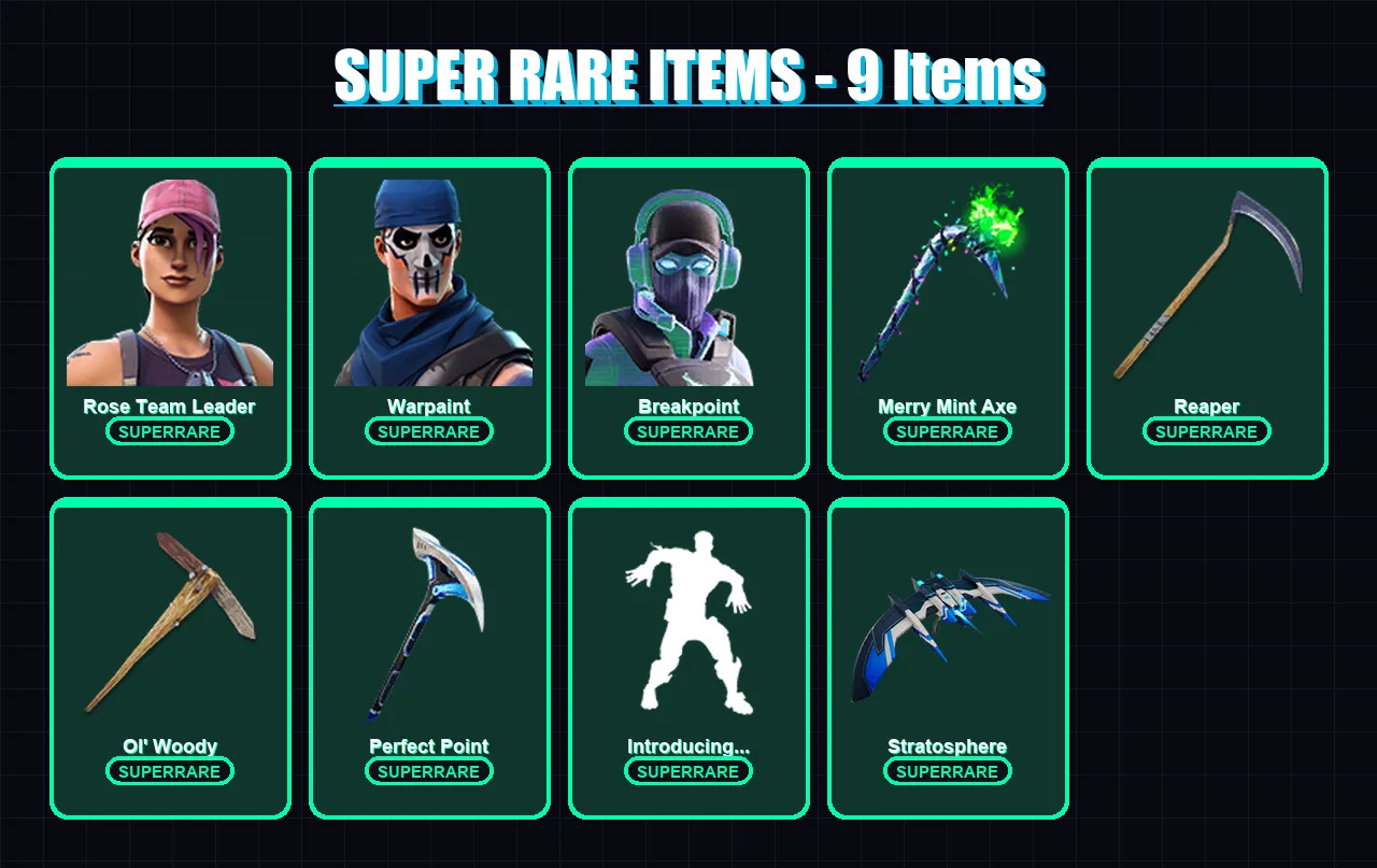 [PS4/PS5/XBOX/PC] | Rose Team Leader | Warpaint | Breakpoint | Inferno | Zeus | 114 skin | 127 pickaxe | 121 emote | 81 glider | Lv1211