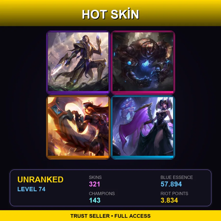 EUW | Lv74 | Unranked | 321 Skin | 143 Champ