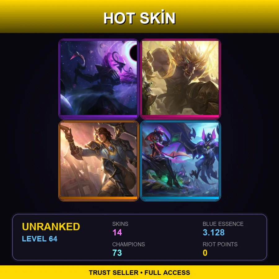 LAS | Lv64 | Unranked | 14 Skin | 73 Champ — LoL account