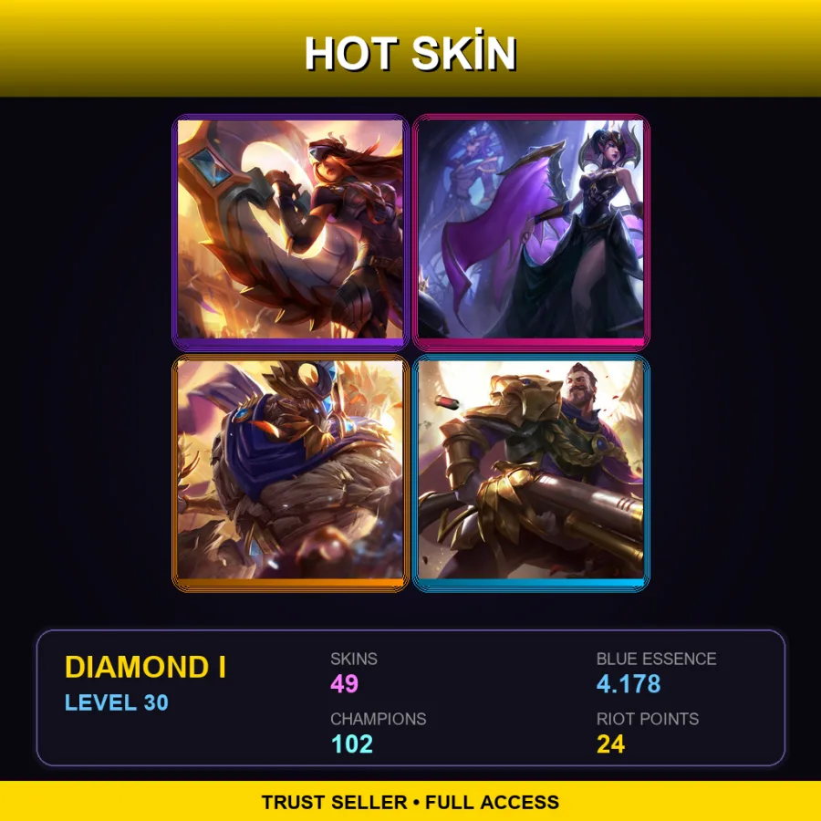 EUW | Lv30 | Diamond I | 49 Skin | 102 Champ