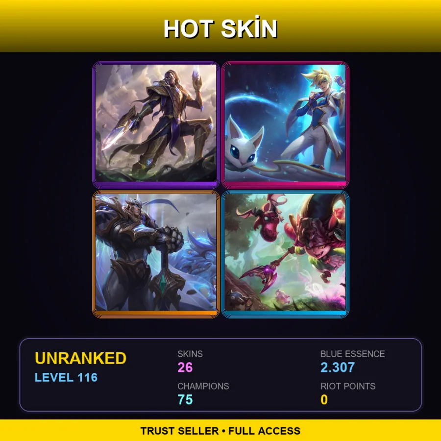 LAN | Lv116 | Unranked | 26 Skin | 75 Champ — Unranked / Smurf League of Legends