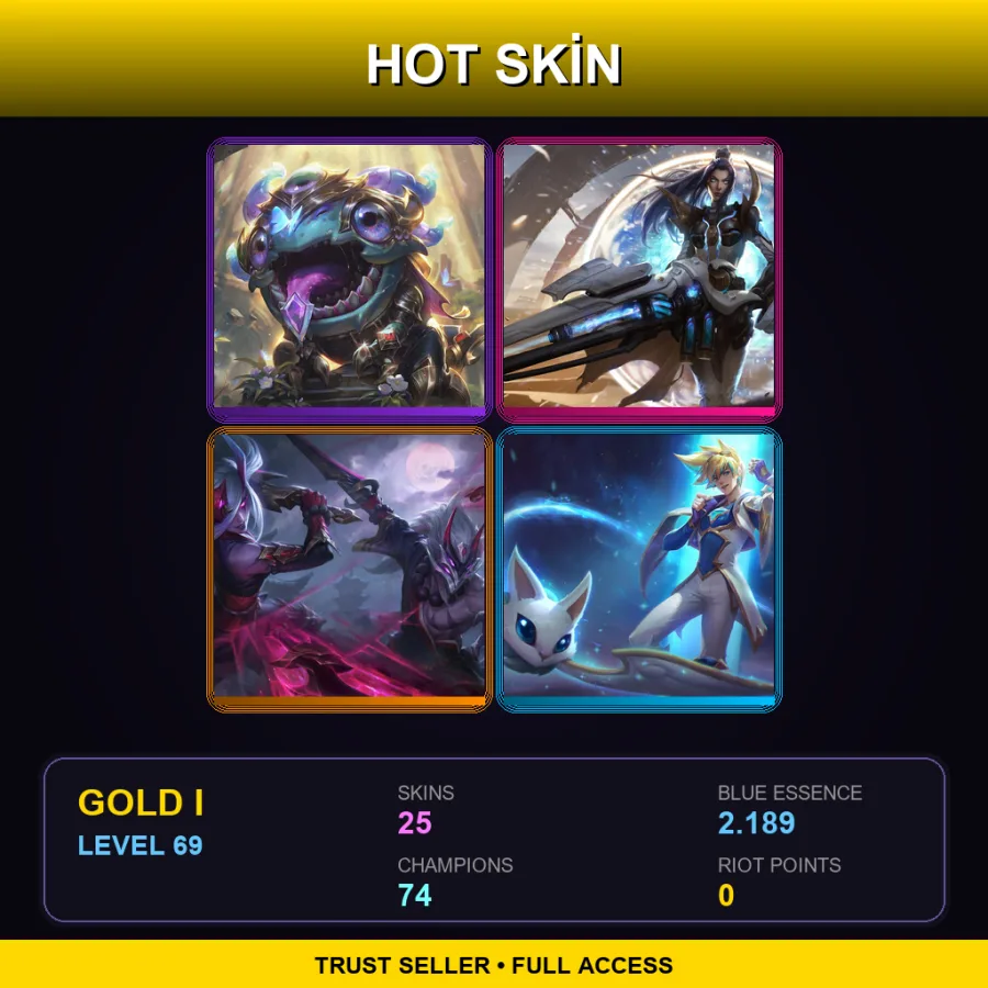 VN | Lv69 | Gold I | 25 Skin | 74 Champ