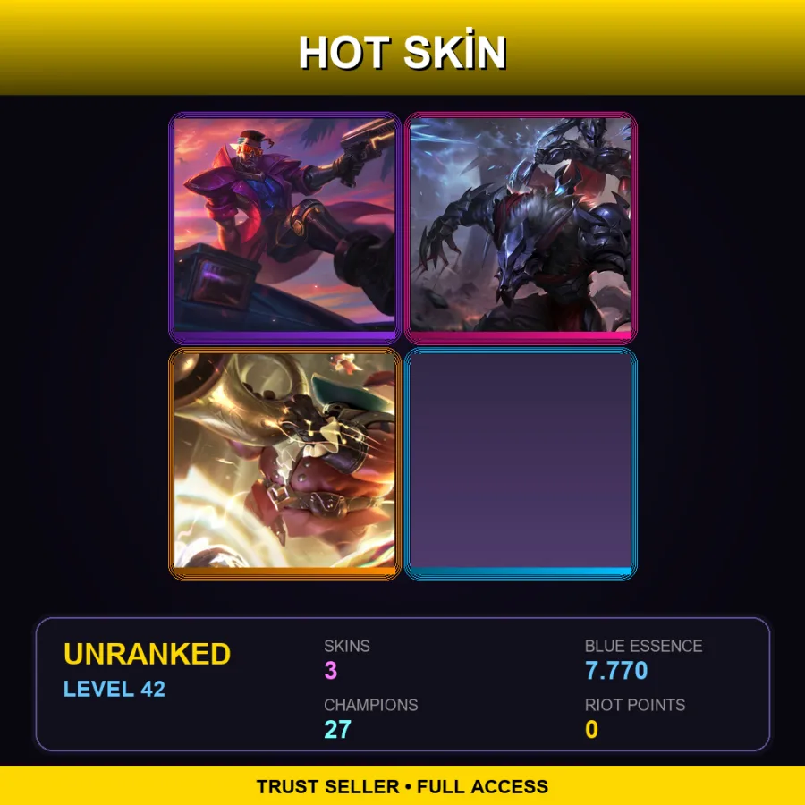 LAS | Lv42 | Unranked | 3 Skin | 27 Champ — Unranked / Smurf League of Legends