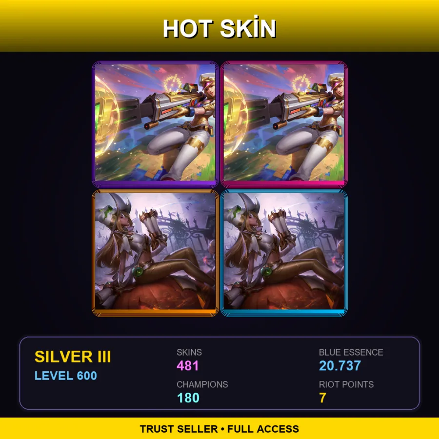 EUW | Lv600 | Silver III | 481 Skin | 180 Champ