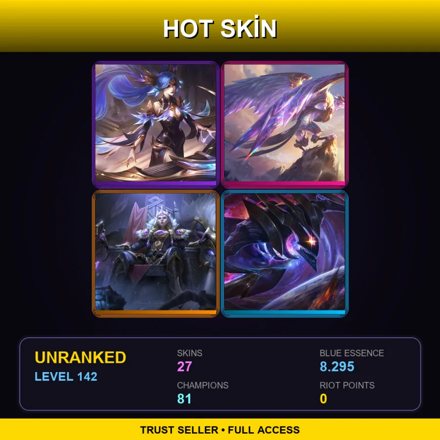 LAS | Lv142 | Unranked | 27 Skin | 81 Champ — LoL account