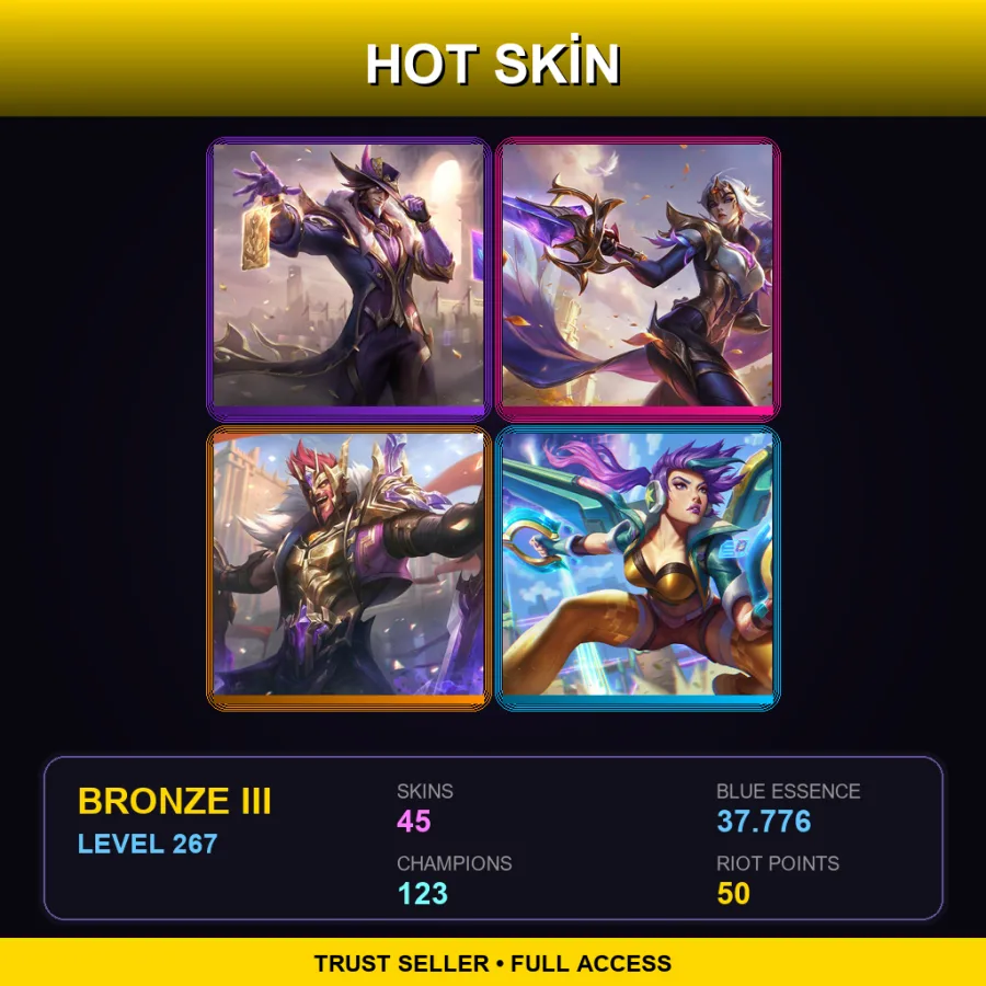 LAN | Lv267 | Bronze III | 45 Skin | 123 Champ — LoL account