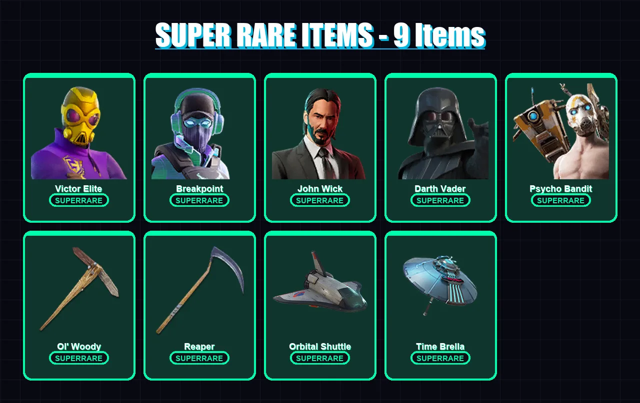 [SWITCH/XBOX/PSN/PC] | Victor Elite | Breakpoint | John Wick | Darth Vader | Psycho Bandit | 758 skin | 612 pickaxe | 456 emote | 315 glider | Lv644