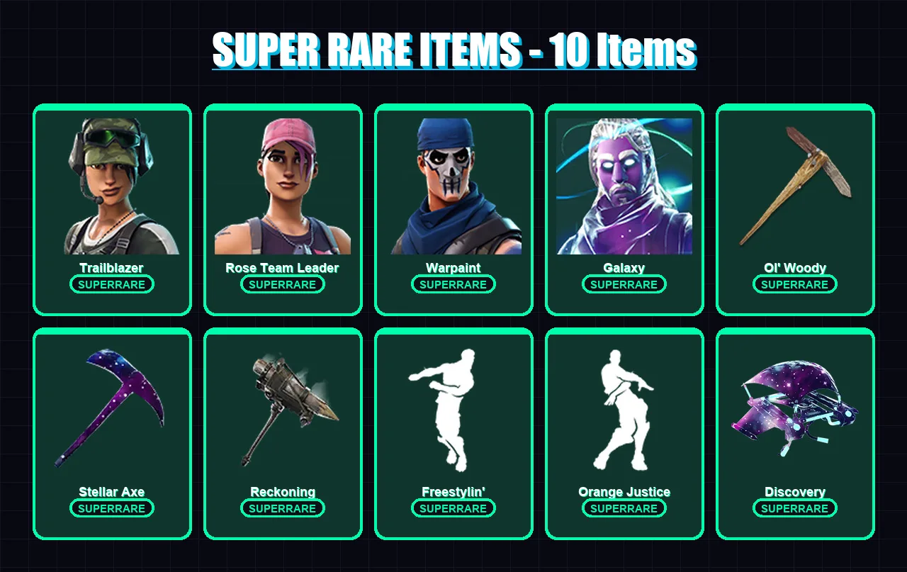 [PC/XBOX] | Trailblazer | Rose Team Leader | Warpaint | Galaxy | Valeria | 29 skin | 38 pickaxe | 43 emote | 32 glider | Lv420