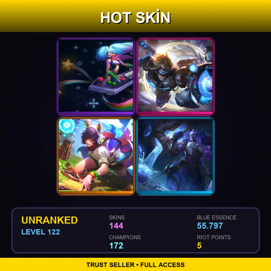 SG | Lv122 | Unranked | 144 Skin | 172 Champ