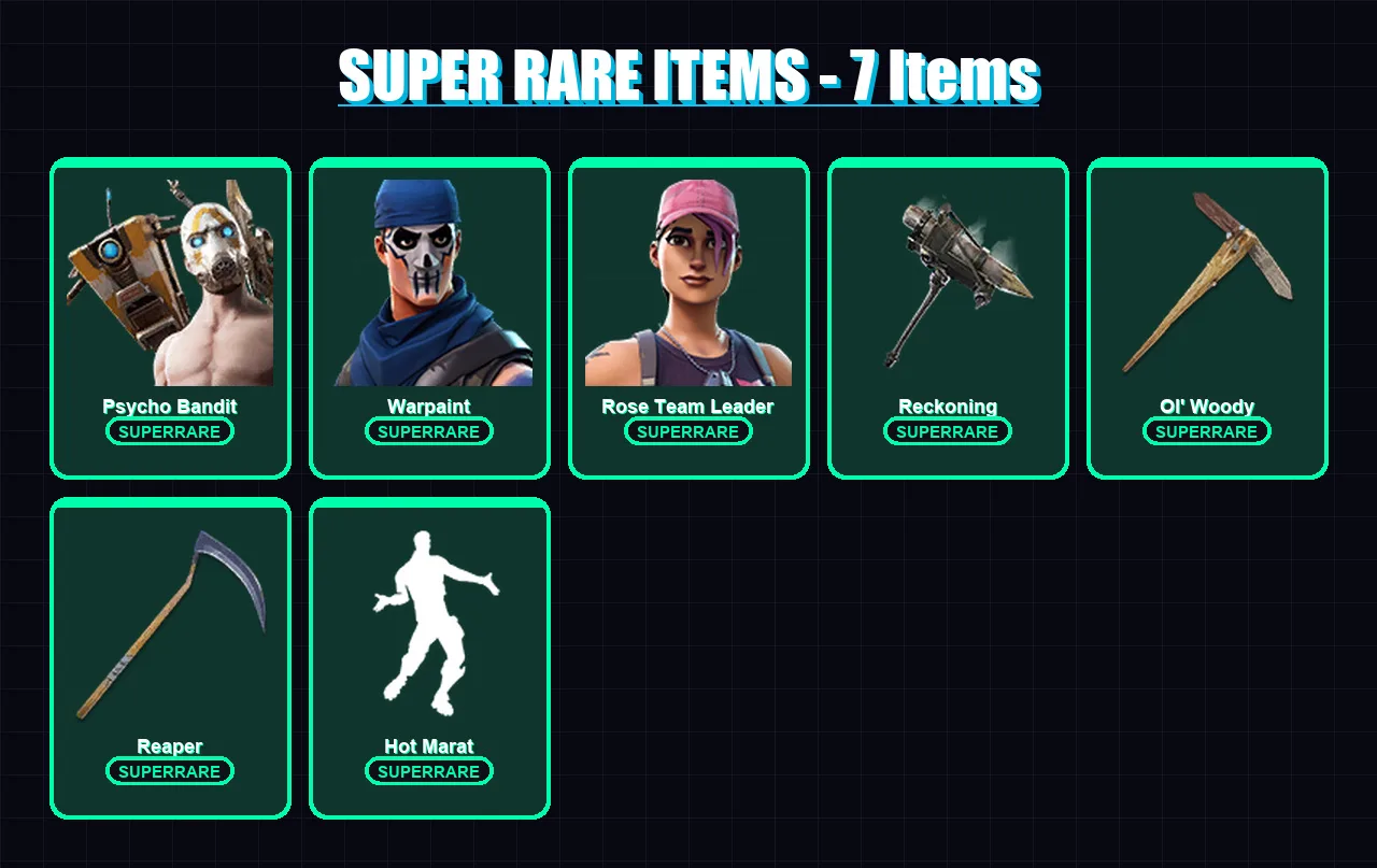 [PC/XBOX/PSN] | Psycho Bandit | Warpaint | Rose Team Leader | Frostbite | Battle Hound | 54 skin | 83 pickaxe | 144 emote | 52 glider | Lv447