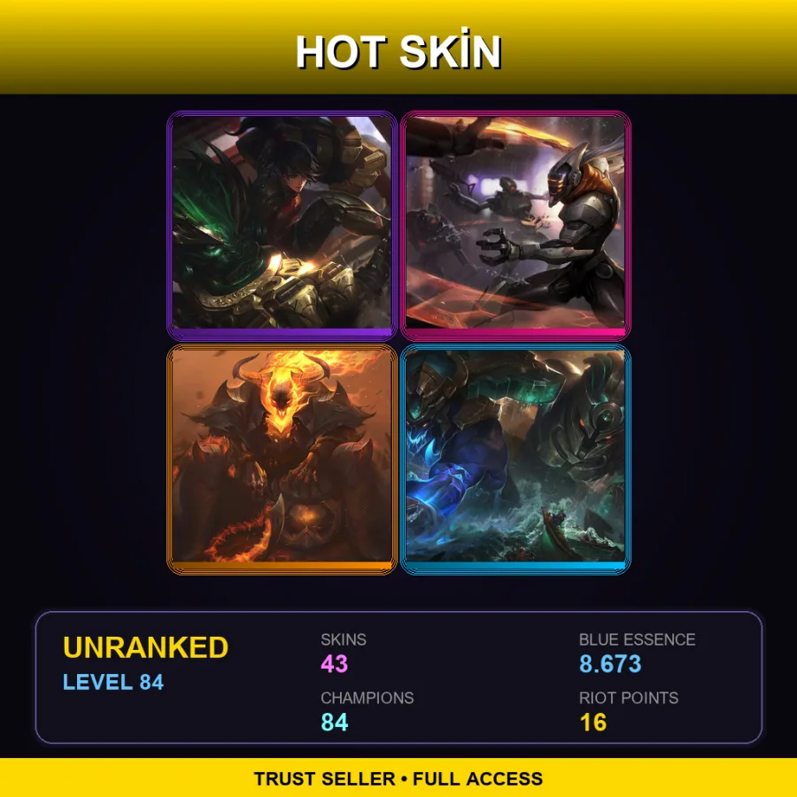 EUW | Lv84 | Unranked | 43 Skin | 84 Champ
