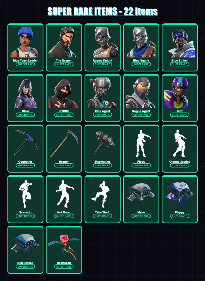 [PC/XBOX] | Blue Team Leader | The Reaper | Royale Knight | Blue Squire | Blue Striker | 156 skin | 138 pickaxe | 127 emote | 118 glider | Lv1662