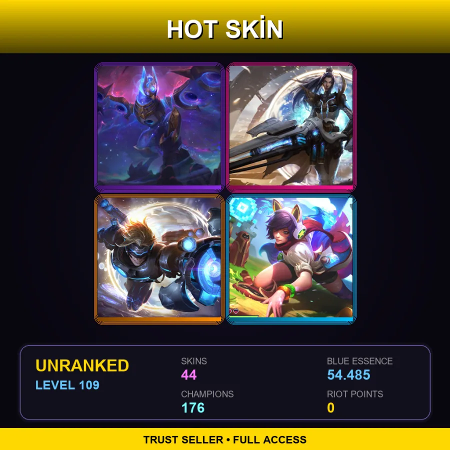 VN | Lv109 | Unranked | 44 Skin | 176 Champ