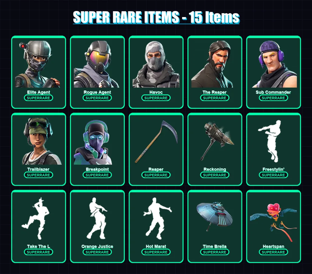 [PC/XBOX/PSN] | Elite Agent | Rogue Agent | Havoc | The Reaper | Sub Commander | 209 skin | 205 pickaxe | 169 emote | 164 glider | Lv2572