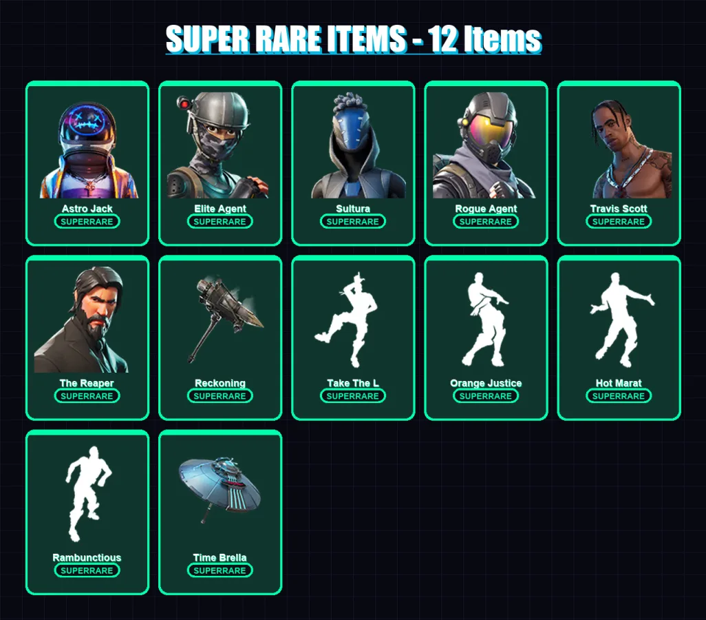 [PS4/PS5/XBOX/PC] | Astro Jack | Elite Agent | Sultura | Rogue Agent | Travis Scott | 88 skin | 114 pickaxe | 95 emote | 106 glider | Lv1730 — Fortnite account