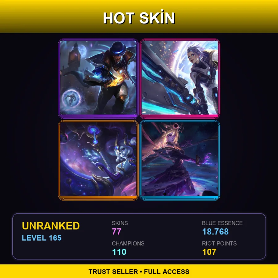 LAS | Lv165 | Unranked | 77 Skin | 110 Champ