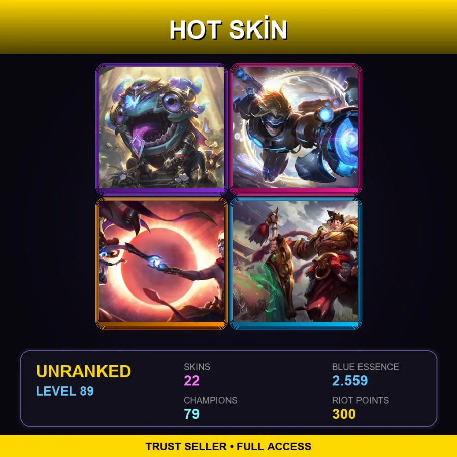 NA | Lv89 | Unranked | 22 Skin | 79 Champ — LoL account