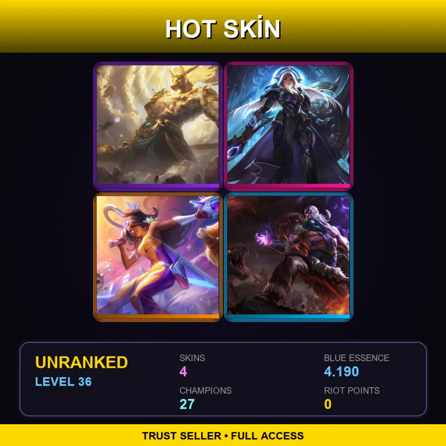 EUNE | Lv36 | Unranked | 4 Skin | 27 Champ — LoL account