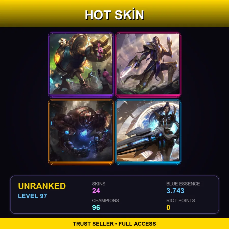 SG | Lv97 | Unranked | 24 Skin | 96 Champ — LoL account