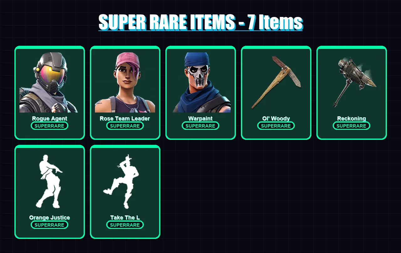 [PC/XBOX] | Rogue Agent | Rose Team Leader | Warpaint | Rox | Ragnarok | 69 skin | 109 pickaxe | 80 emote | 92 glider | Lv1394