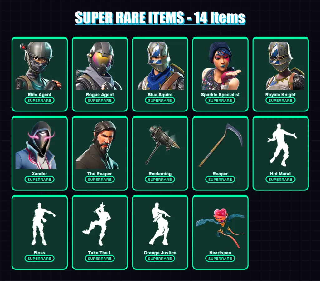 [PC/XBOX/PSN] | Elite Agent | Rogue Agent | Blue Squire | Sparkle Specialist | Royale Knight | 83 skin | 76 pickaxe | 108 emote | 76 glider | Lv1083
