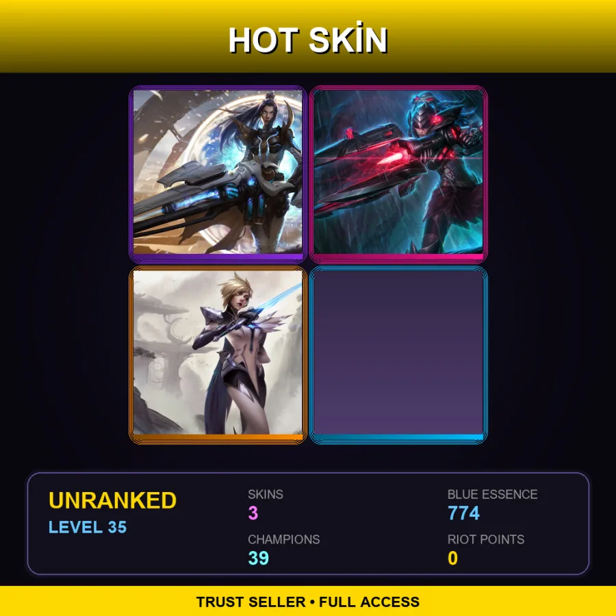 EUW | Lv35 | Unranked | 3 Skin | 39 Champ